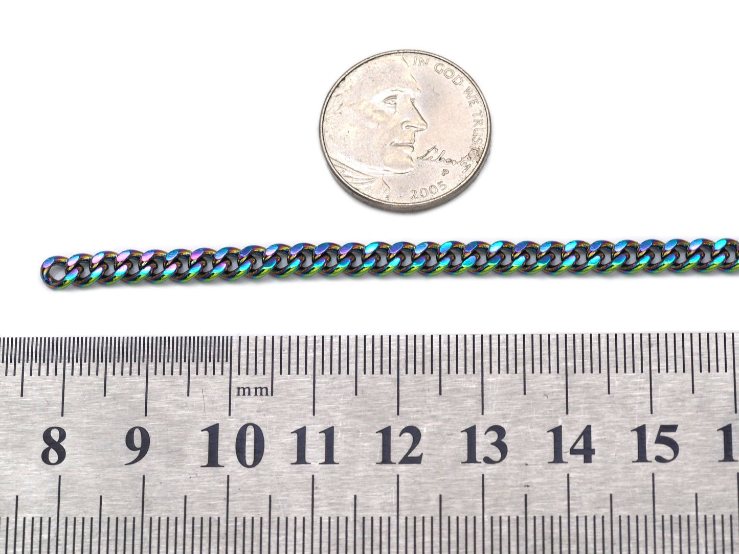 Rainbow Flat Cuban Chain by Yard, sku#LX111