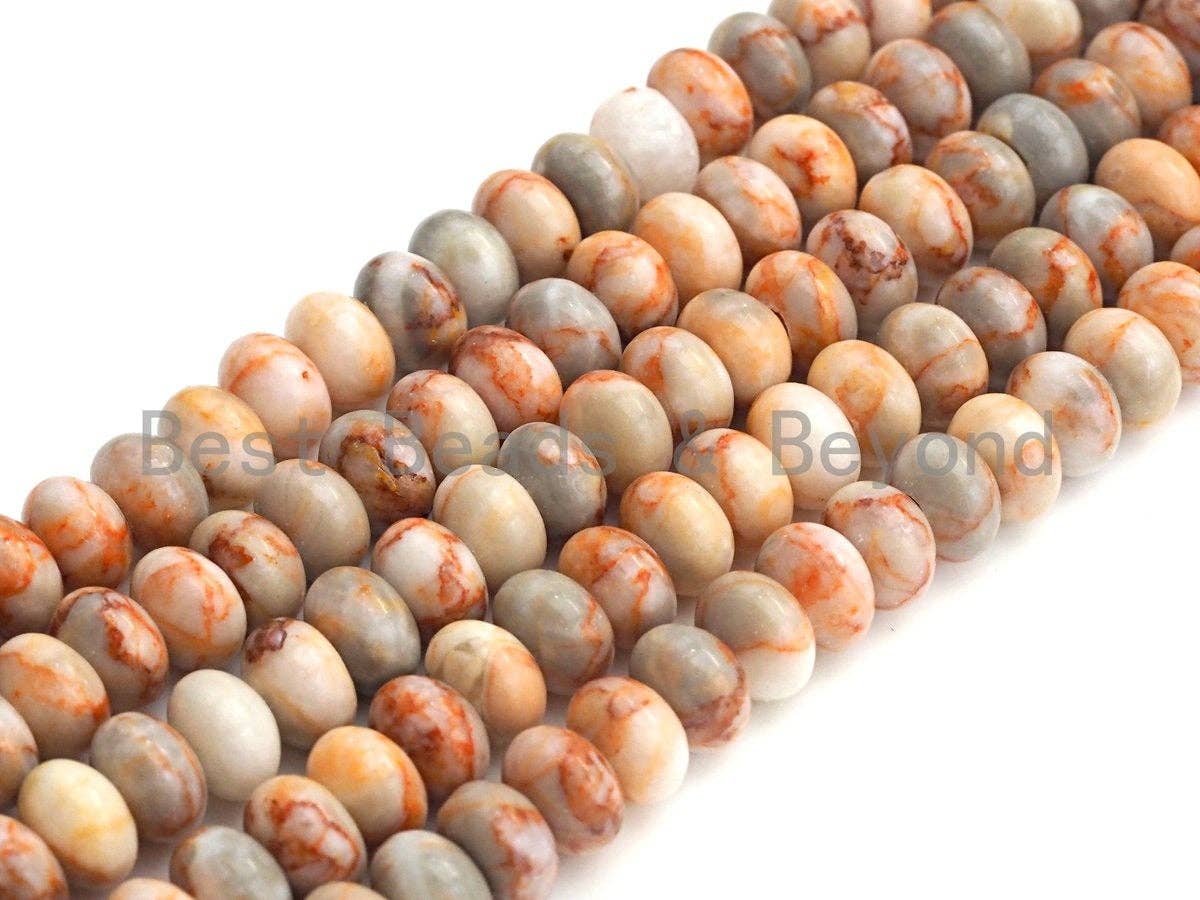 2mm Large Hole Natural Red Network Jasper Beads, Rondelle Smooth 6x10mm/5x8mm, 8" Long Strands, sku#U705
