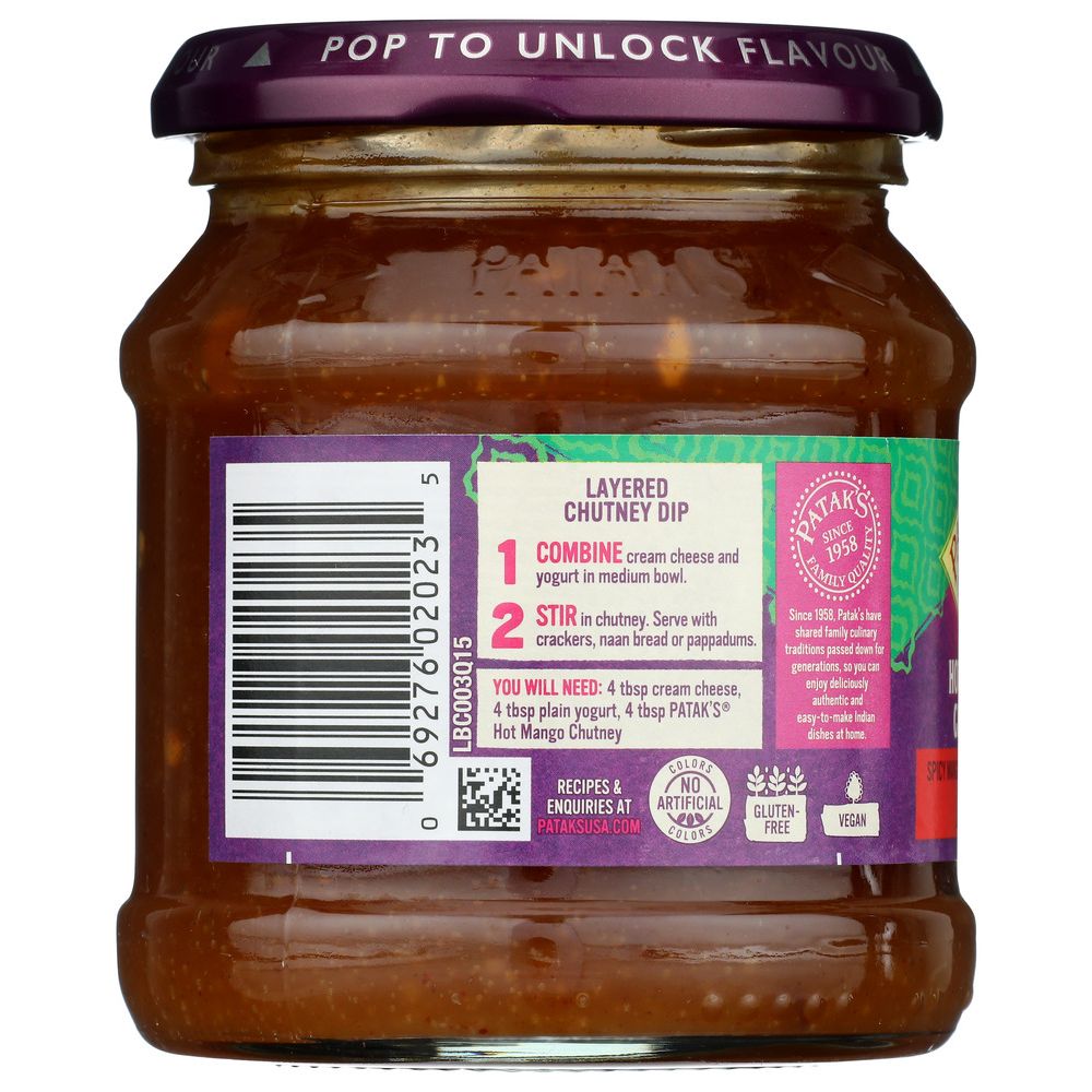 PATAK'S: Hot Mango Chutney, 12 oz