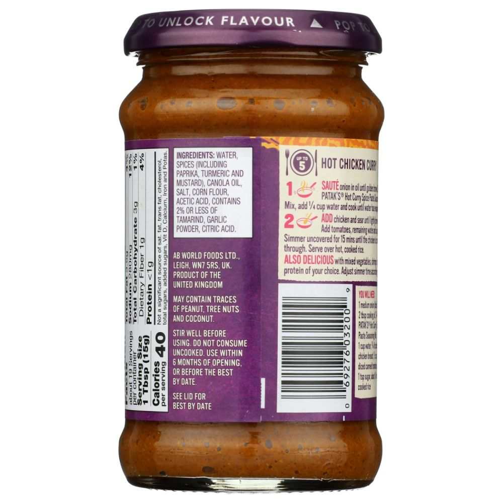 PATAK'S: Original Concentrated Hot Curry Paste Tomato Cumin and Chile, 10 oz