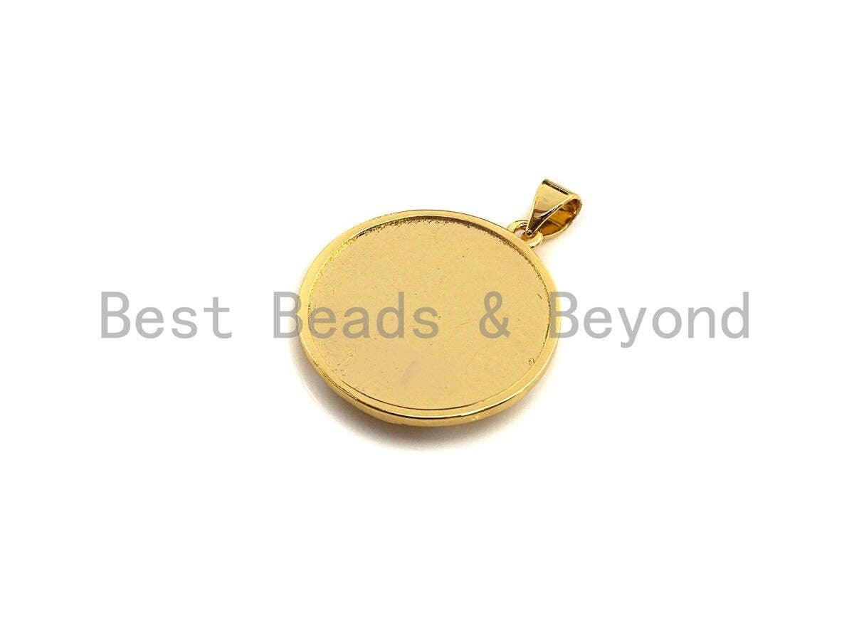Colorful Enamel Round Particle On Gold Round Coin Pendant, 23x25mm,Sku#F1041C