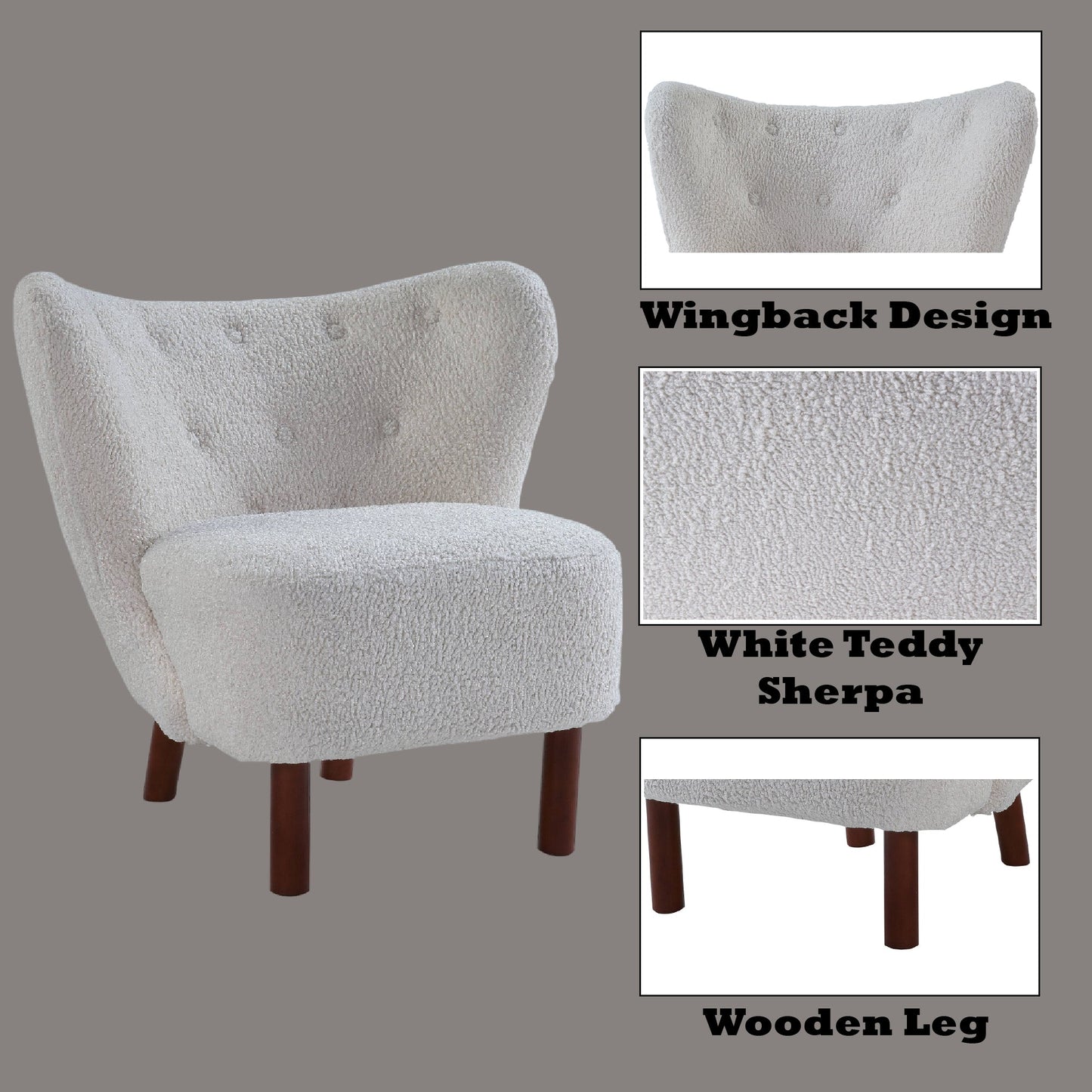 Zusud White Teddy Sherpa Accent Chair