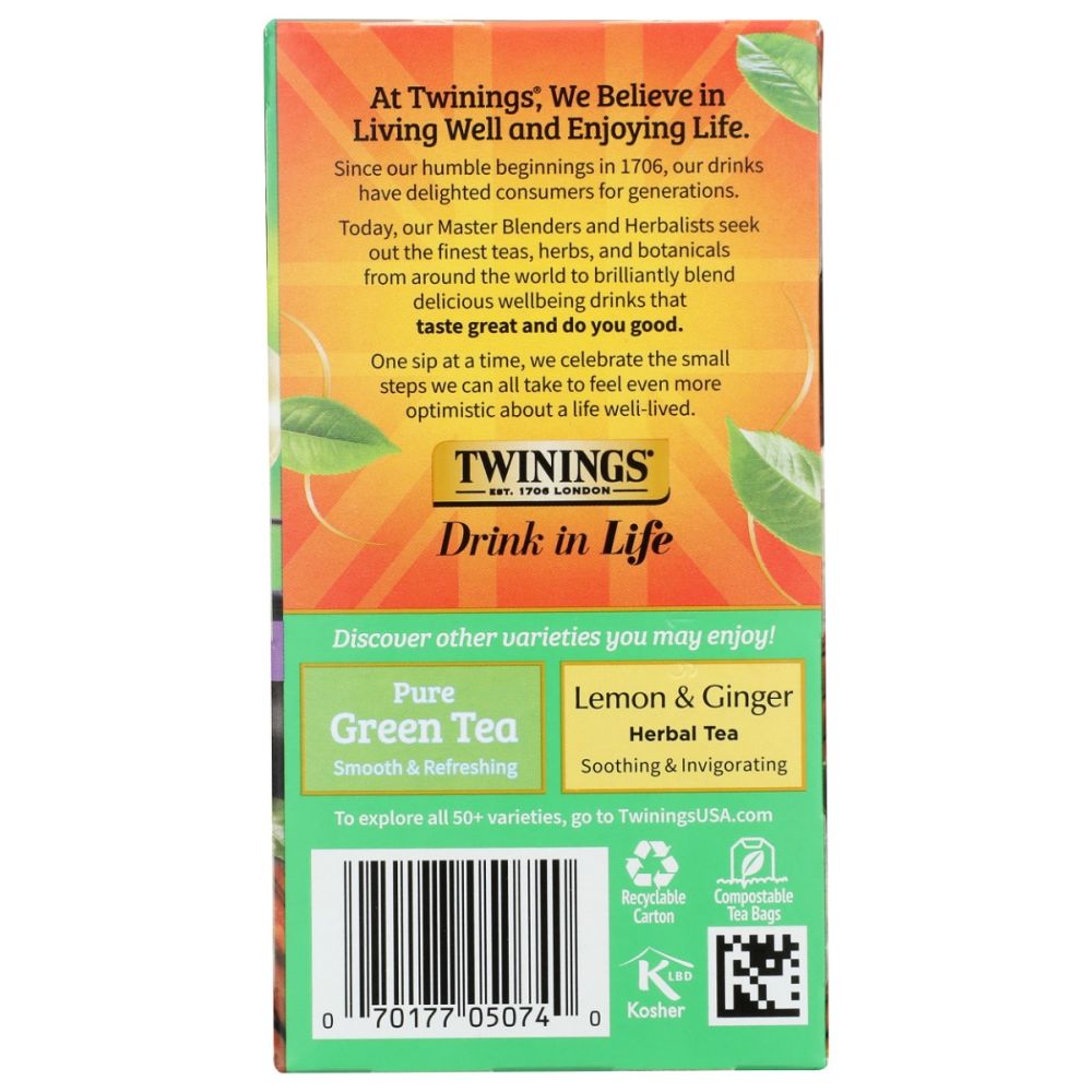 TWININGS OF LONDON: Green Tea Jasmine, 20 Tea Bags, 1.41 Oz