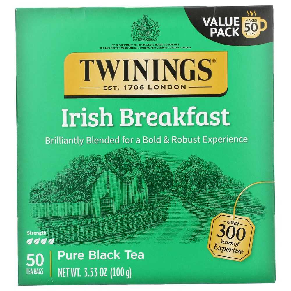 TWININGS: 100% Pure Black Tea Irish Breakfast, 50 Tea Bags