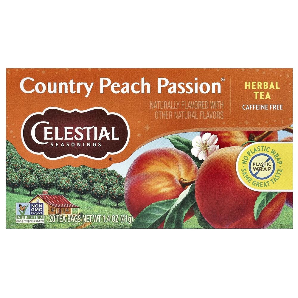 CELESTIAL SEASONINGS: Country Peach Passion Herbal Tea Caffeine Free, 20 bg