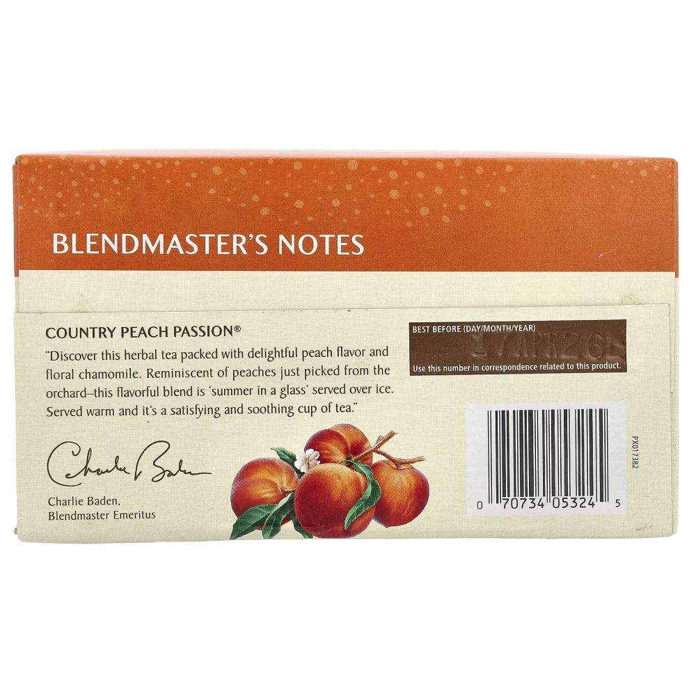 CELESTIAL SEASONINGS: Country Peach Passion Herbal Tea Caffeine Free, 20 bg