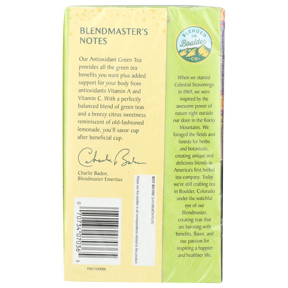 CELESTIAL SEASONINGS: Green Tea With White Tea Antioxidant Supplement 20 Tea Bags, 1.4 oz