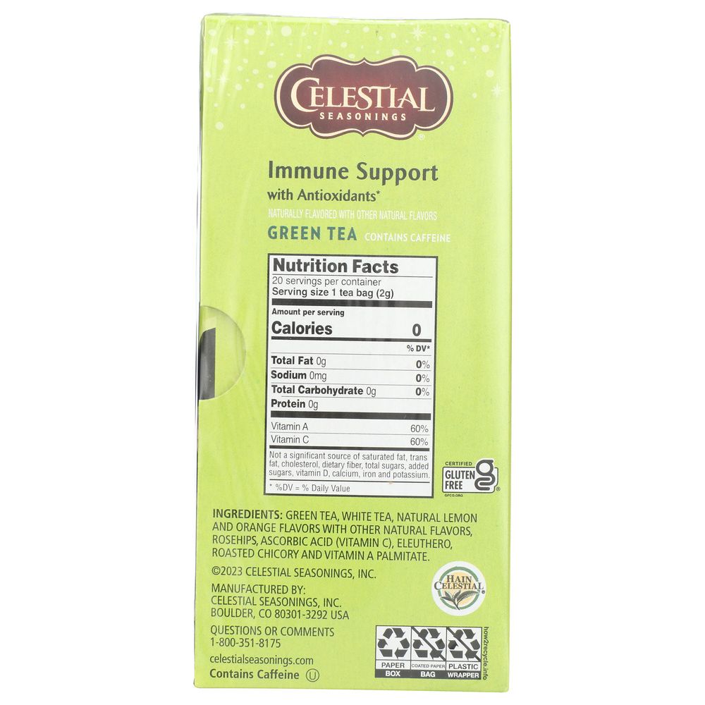 CELESTIAL SEASONINGS: Green Tea With White Tea Antioxidant Supplement 20 Tea Bags, 1.4 oz