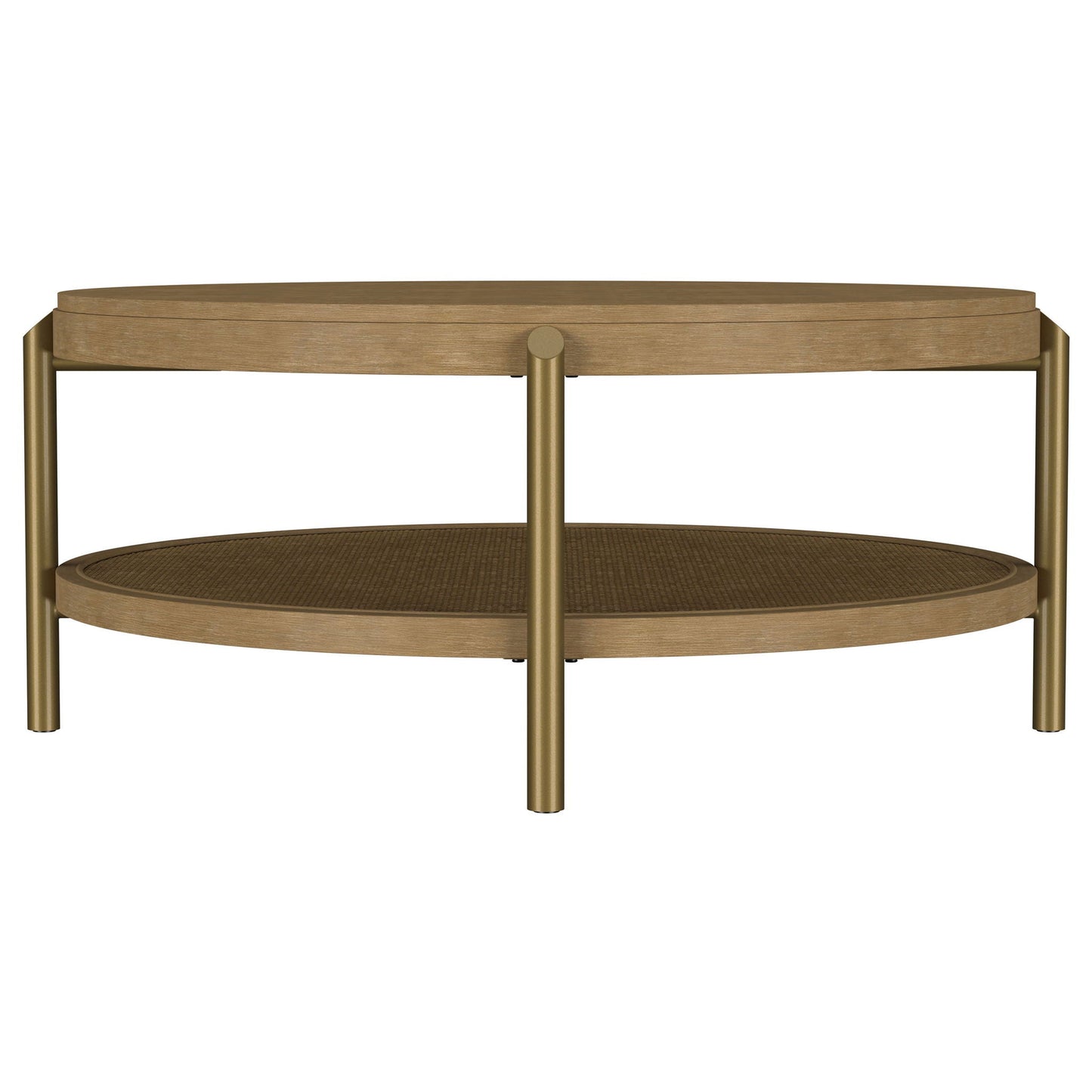 Arini Round Coffee Table With Storage Shelf Sand Wash