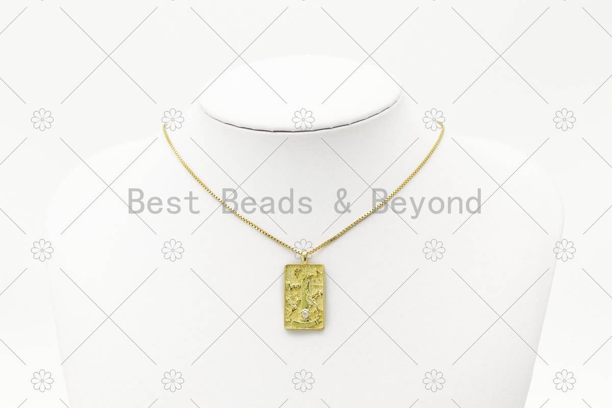 Gold Tarot Card Pendant, Sku#Z1422