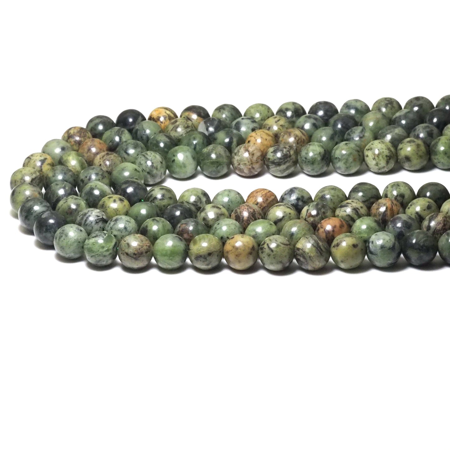 Genuine Green Tree Branch Agate Round Smooth Beads, 6mm/8mm/10mm, Sku#U1585