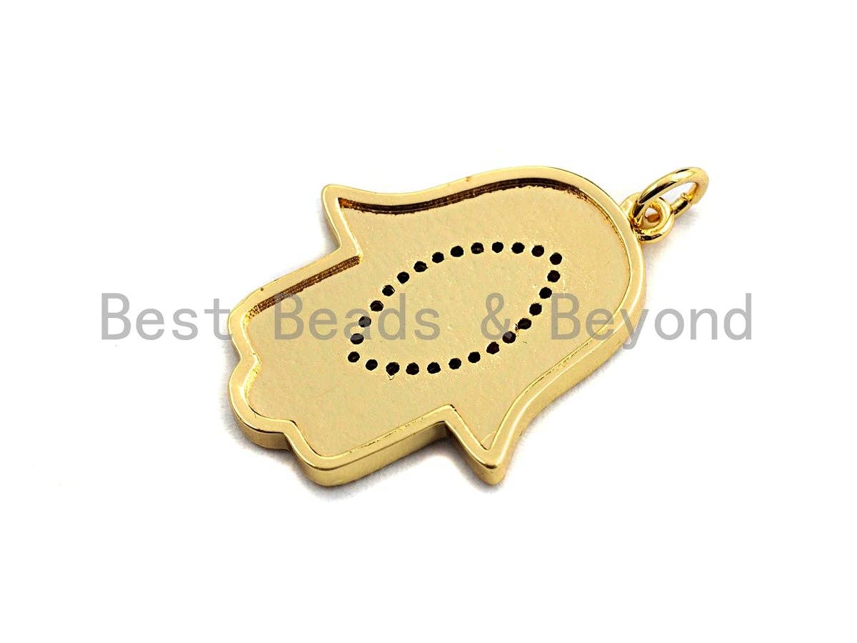 Enamel Colorful Evil eye On Hamsa Hand Pendant,CZ Micro Pave Oil Drop pendant,Enamel pendant,Enamel Jewelry,21x28mm,sku#F971