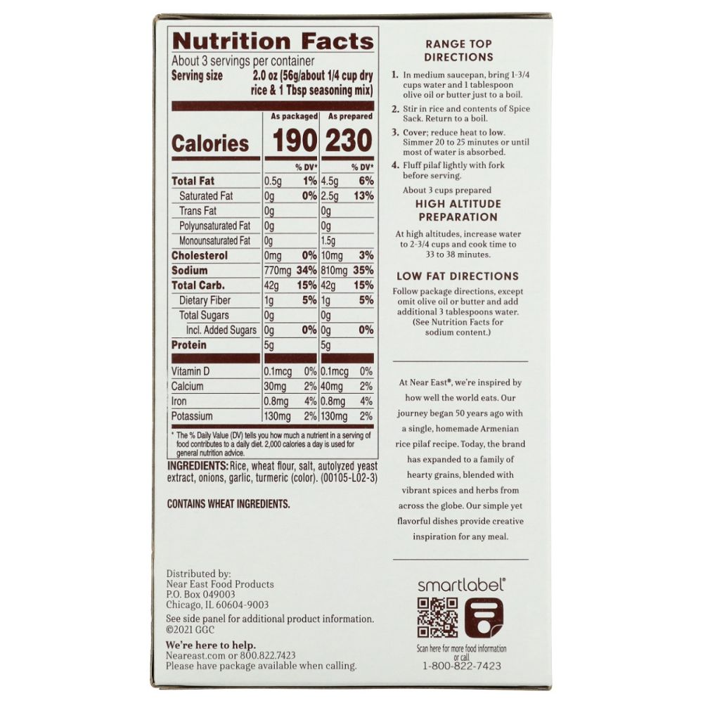 NEAR EAST: Rice Pilaf Mix Original, 6.09 Oz