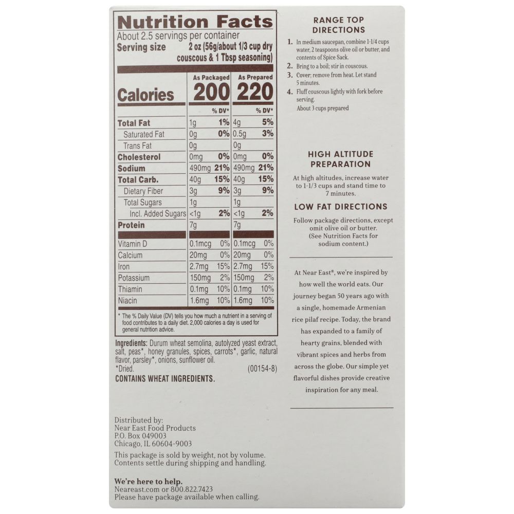 NEAR EAST: Couscous Mediterranean Curry, 5.7 oz