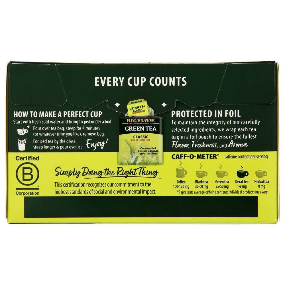 BIGELOW: Green Tea Classic Decaffeinated 20 Tea Bags, 0.91 oz