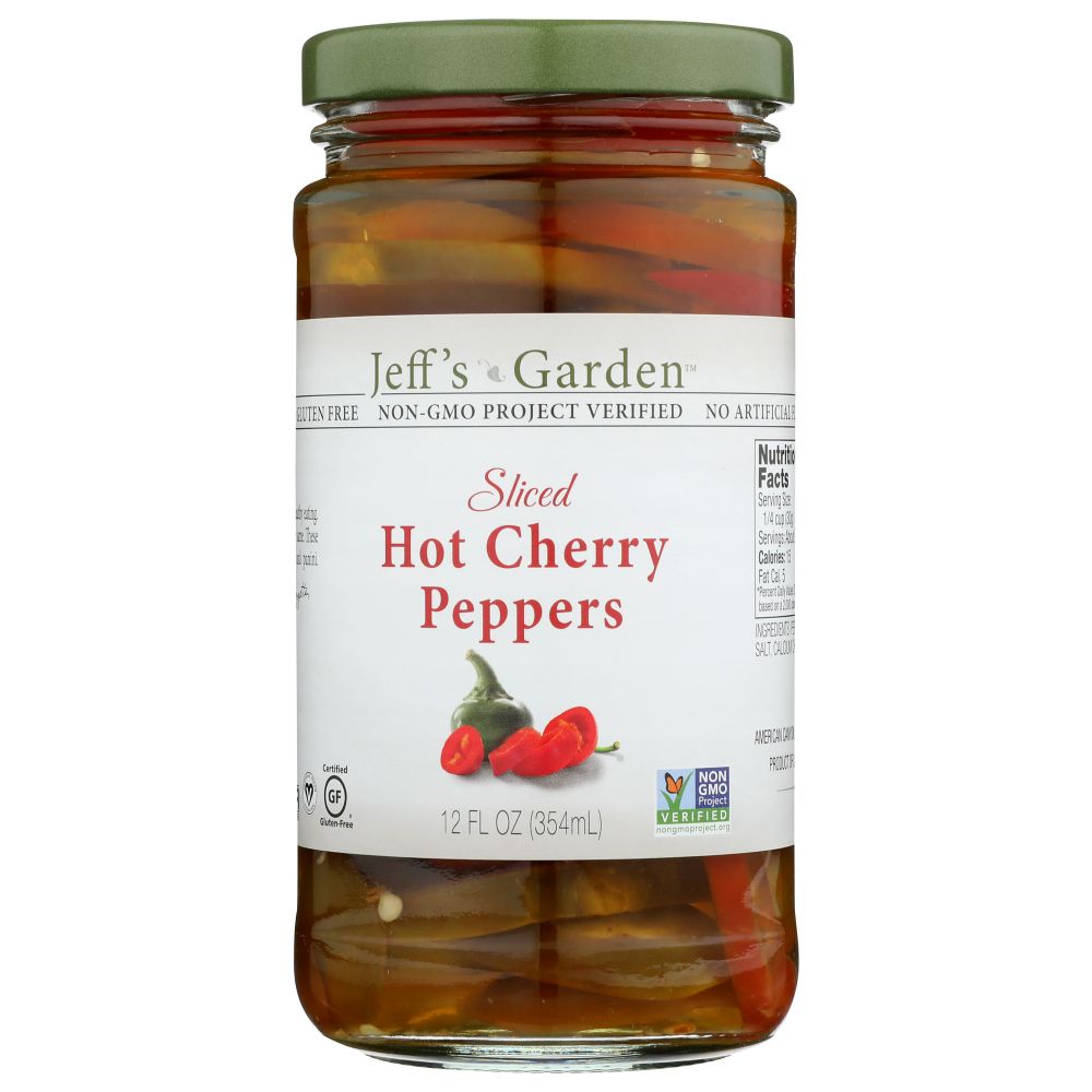 JEFF'S NATURALS: Sliced Hot Cherry Peppers, 12 oz