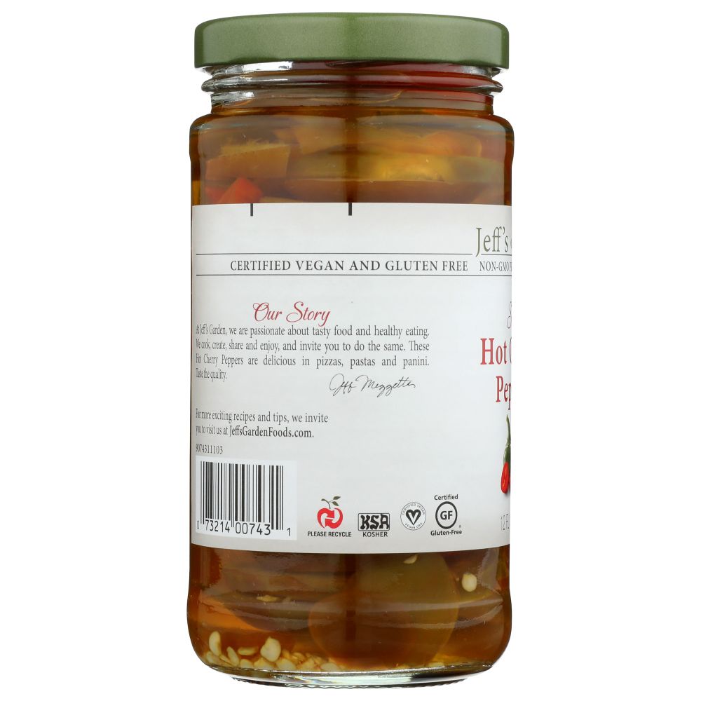 JEFF'S NATURALS: Sliced Hot Cherry Peppers, 12 oz