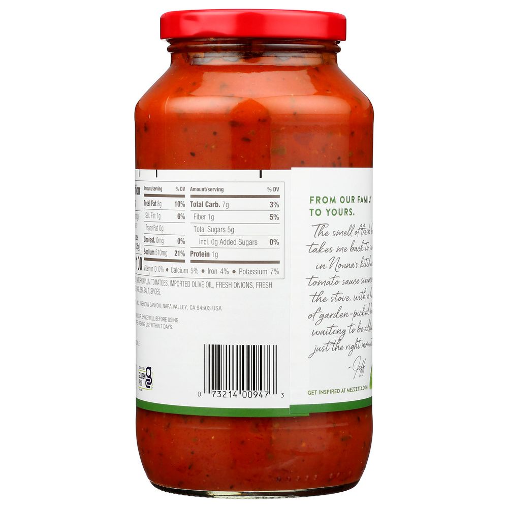 MEZZETTA: Napa Valley Bistro Tomato Basil Pasta Sauce, 25 oz