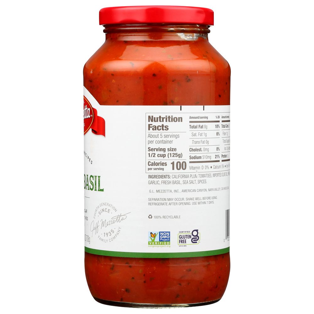 MEZZETTA: Napa Valley Bistro Tomato Basil Pasta Sauce, 25 oz