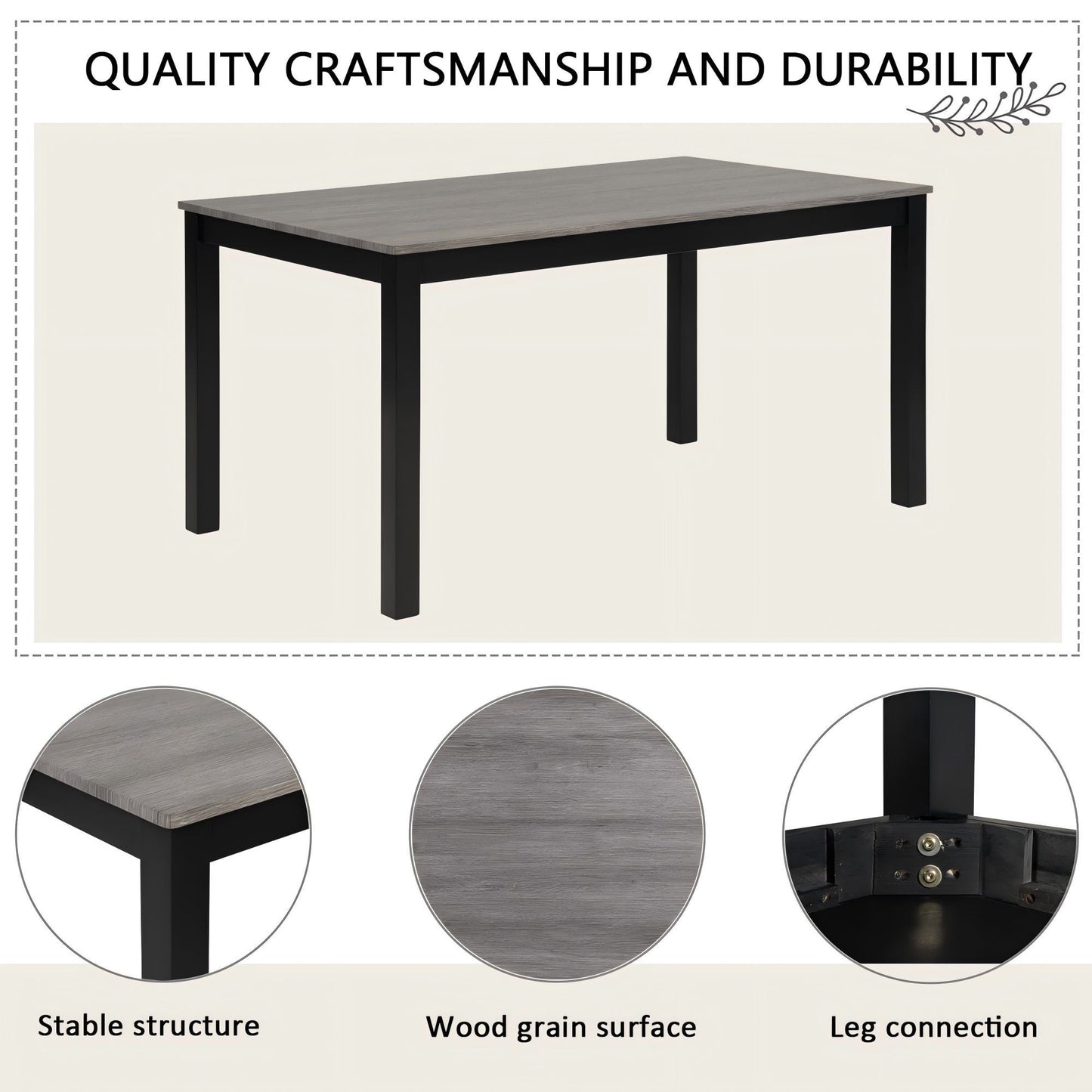 Modern Dining Table Set With Upholstered Chairs For Dining Room