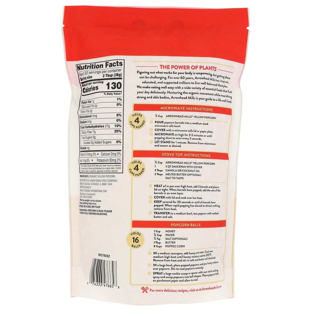 ARROWHEAD MILLS: Organic Yellow Popcorn, 28 oz