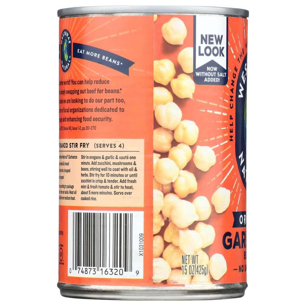 WESTBRAE NATURAL: Vegetarian Organic Garbanzo Beans, 15 oz
