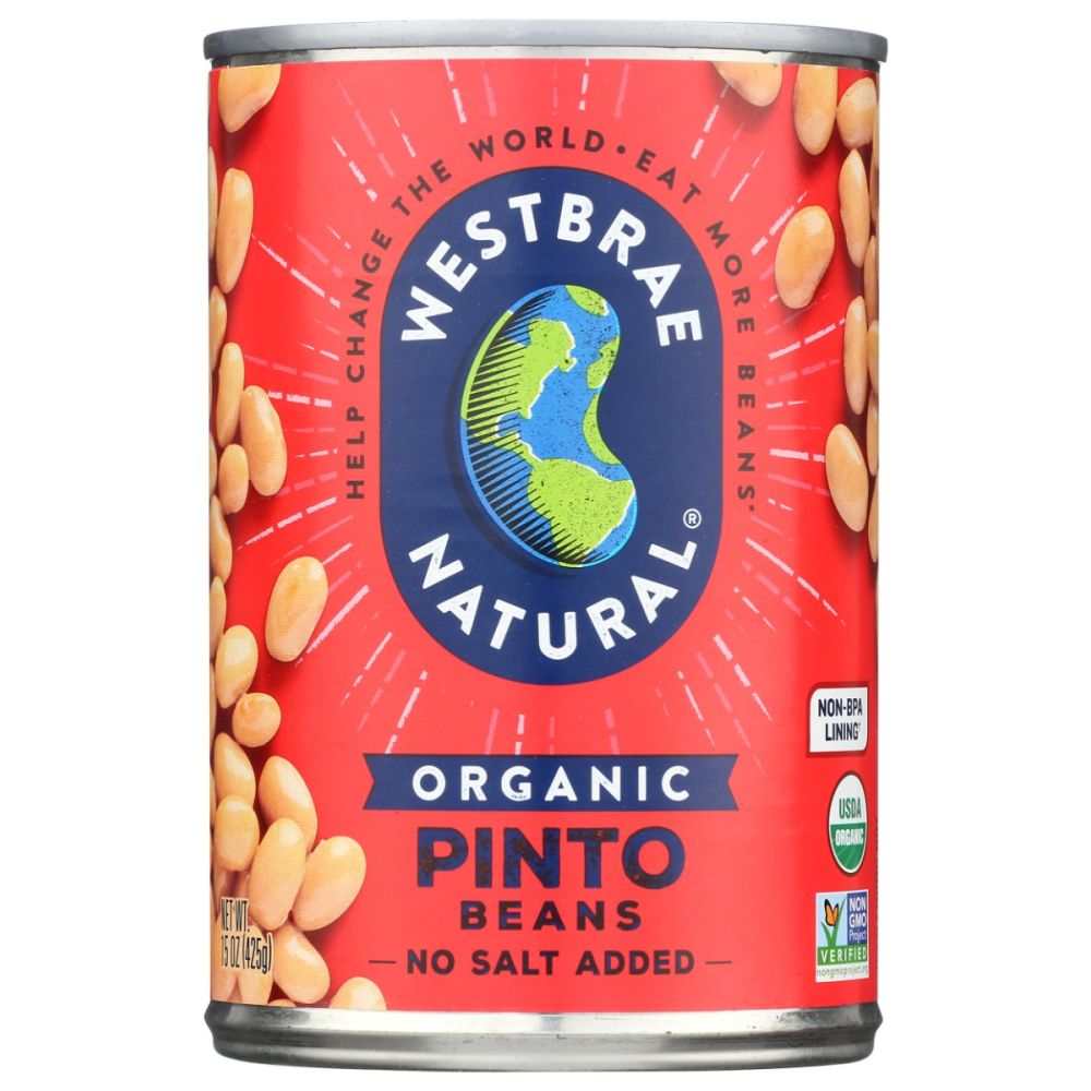 WESTBRAE: Organic Pinto Beans No Salt Added, 15 oz