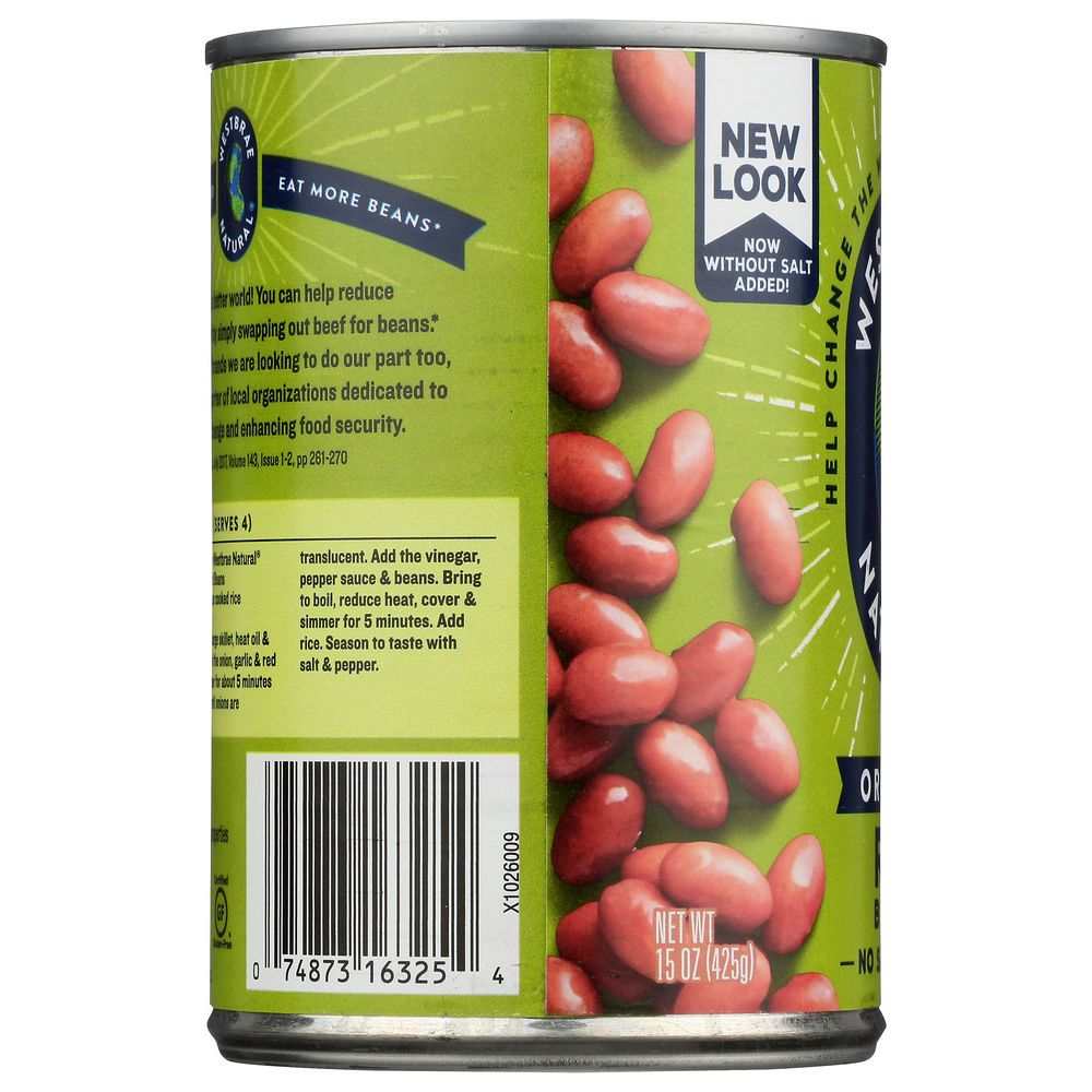 WESTBRAE NATURAL: Vegetarian Organic Red Beans, 15 oz