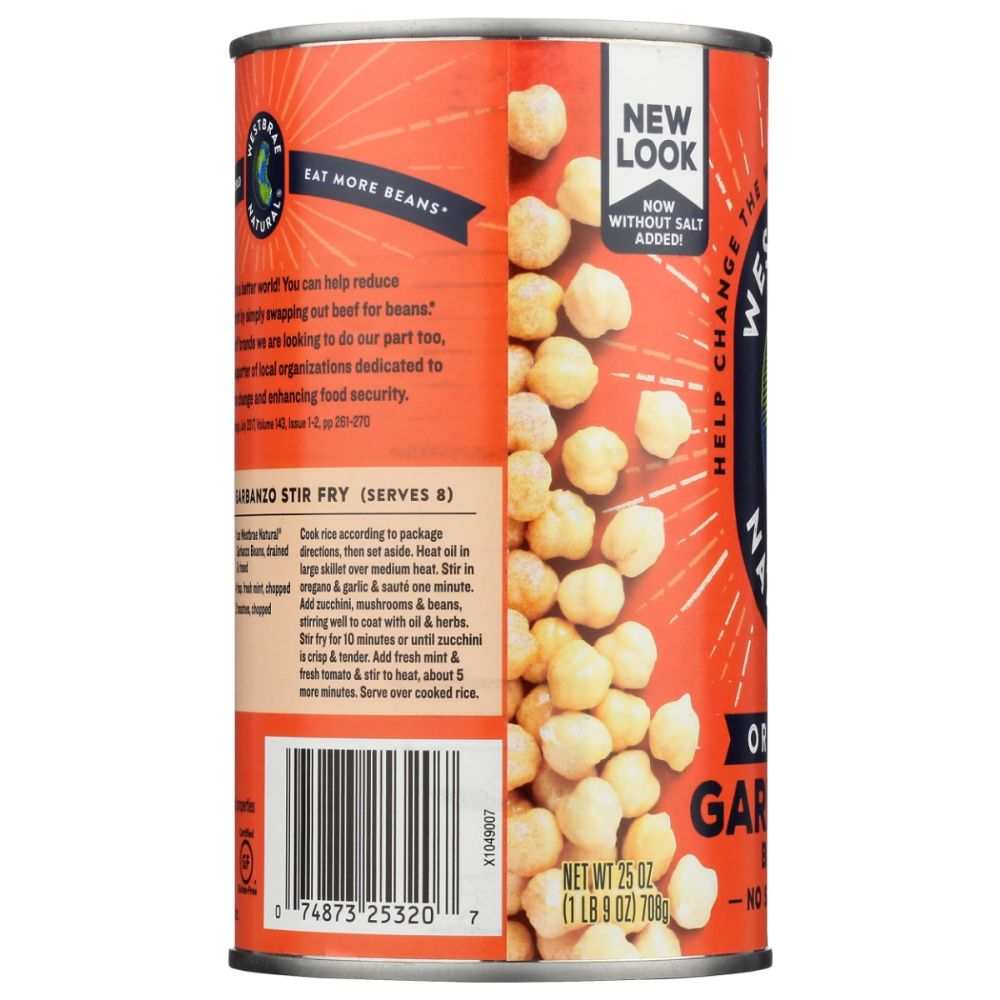 WESTBRAE: Natural Vegetarian Organic Garbanzo Beans, 25 Oz
