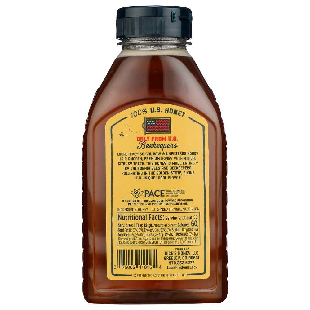 LOCAL HIVE: Raw and Unfiltered So Cal Honey, 16 oz