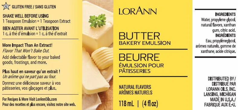 LorAnn Oils Natural Butter Bakery Emulsion, 4 fl. oz