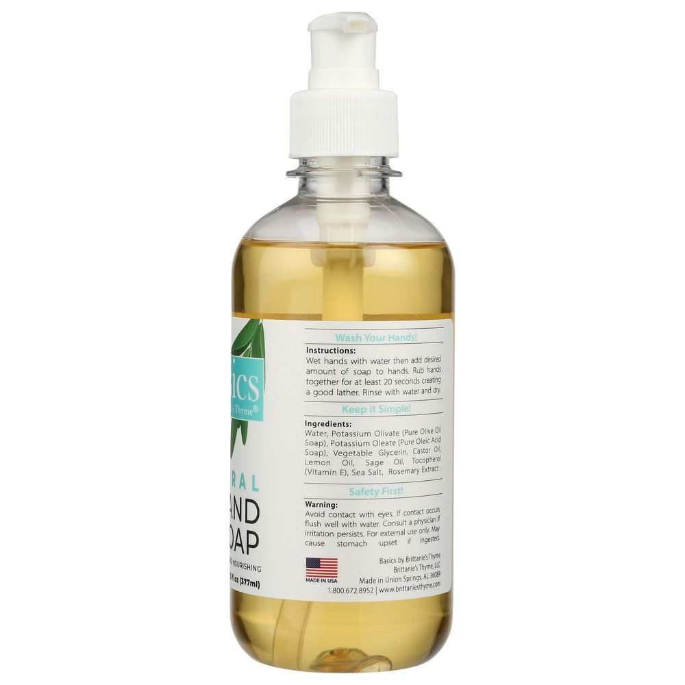 BRITTANIES THYME: Lemon Sage Natural Hand Soap, 12 oz