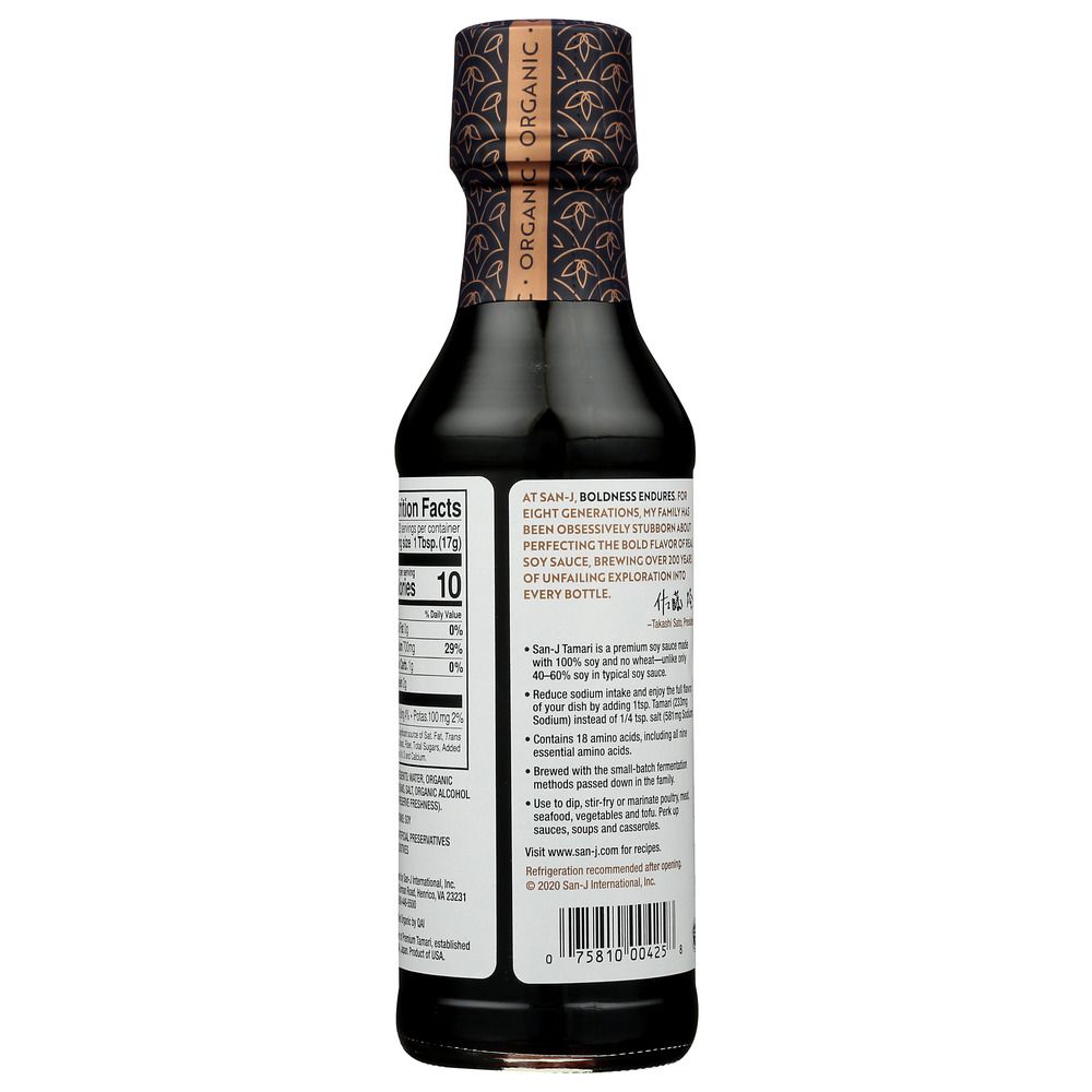 SAN-J: Organic Reduced Sodium Gluten Free Tamari Soy Sauce, 10 Oz
