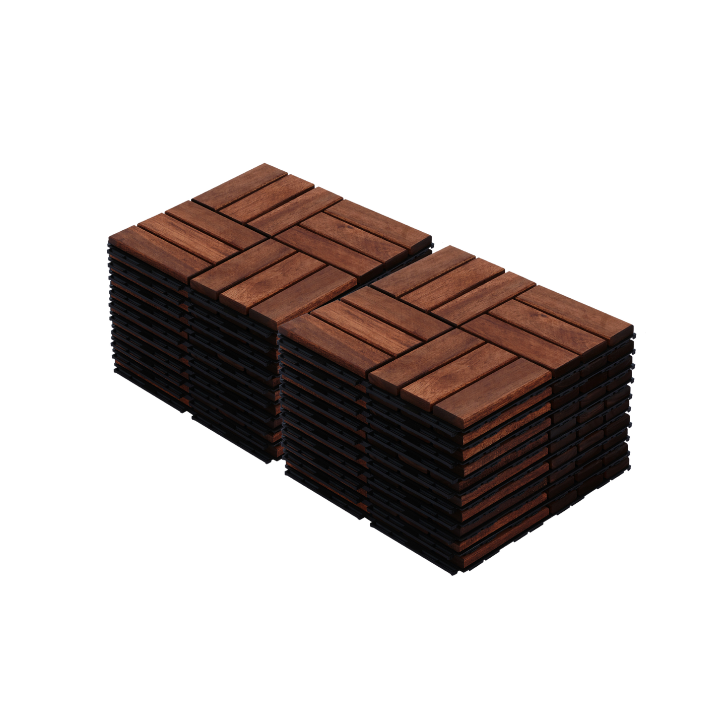Acacia Wood Interlocking Deck Tiles Checker Pattern