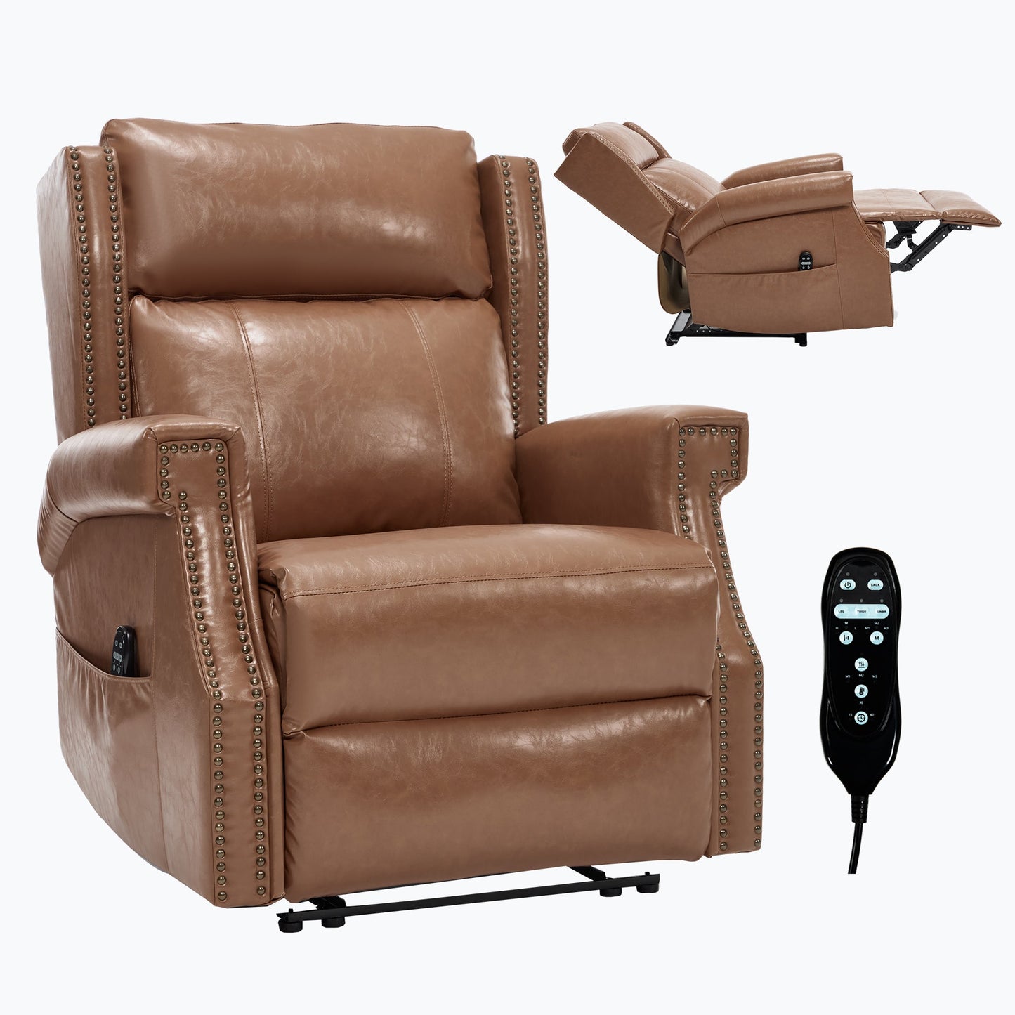 Camel Manual Recliner Chair in Faux Leather