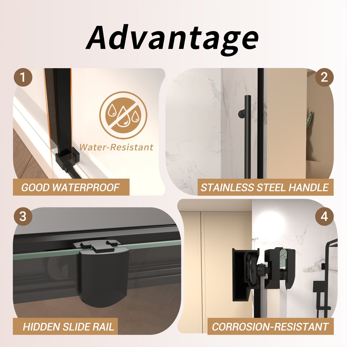 48" W × 72" H Single Sliding Shower Door