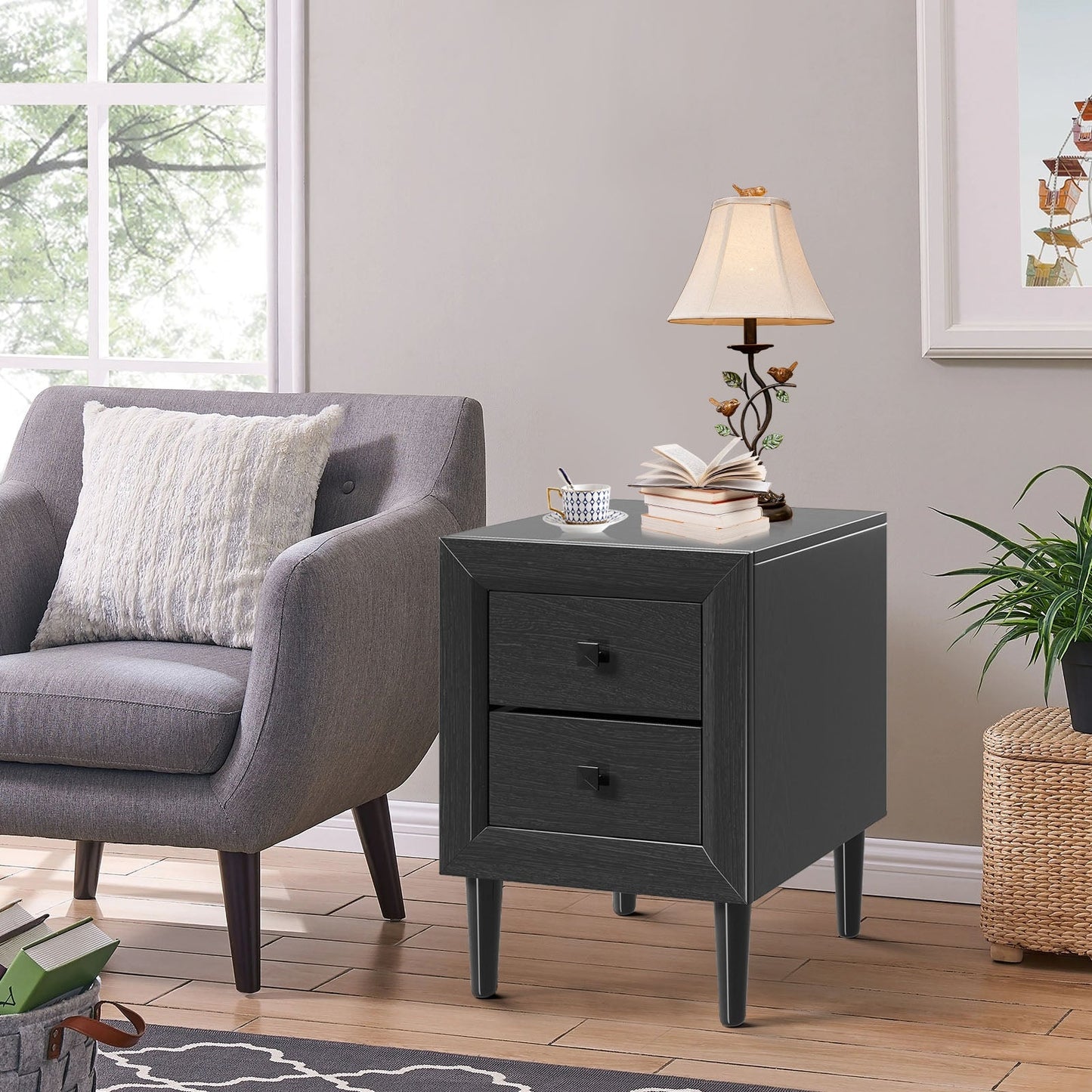 Multipurpose Retro Bedside Nightstand