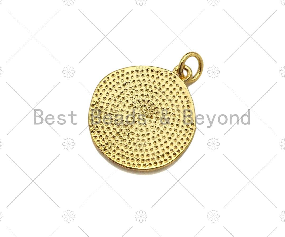 Dainty Dragonfly On Round Coin Shape Pendant/Charm, Gold Dragonfly Medallion Charm, Necklace Bracelet Charm Pendant,18x20mm, Sku#Z1274