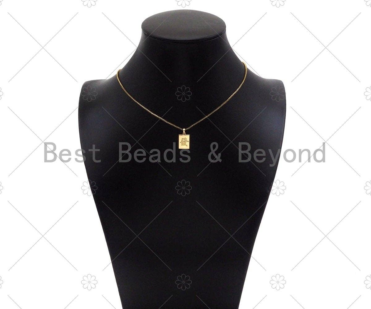 Chinese Wealth Character Rectangle Shape Pendant, 14K Gold Medallion Charm, Rich Charater, Necklace Bracelet Charm Pendant,9x14mm,Sku#ZX11