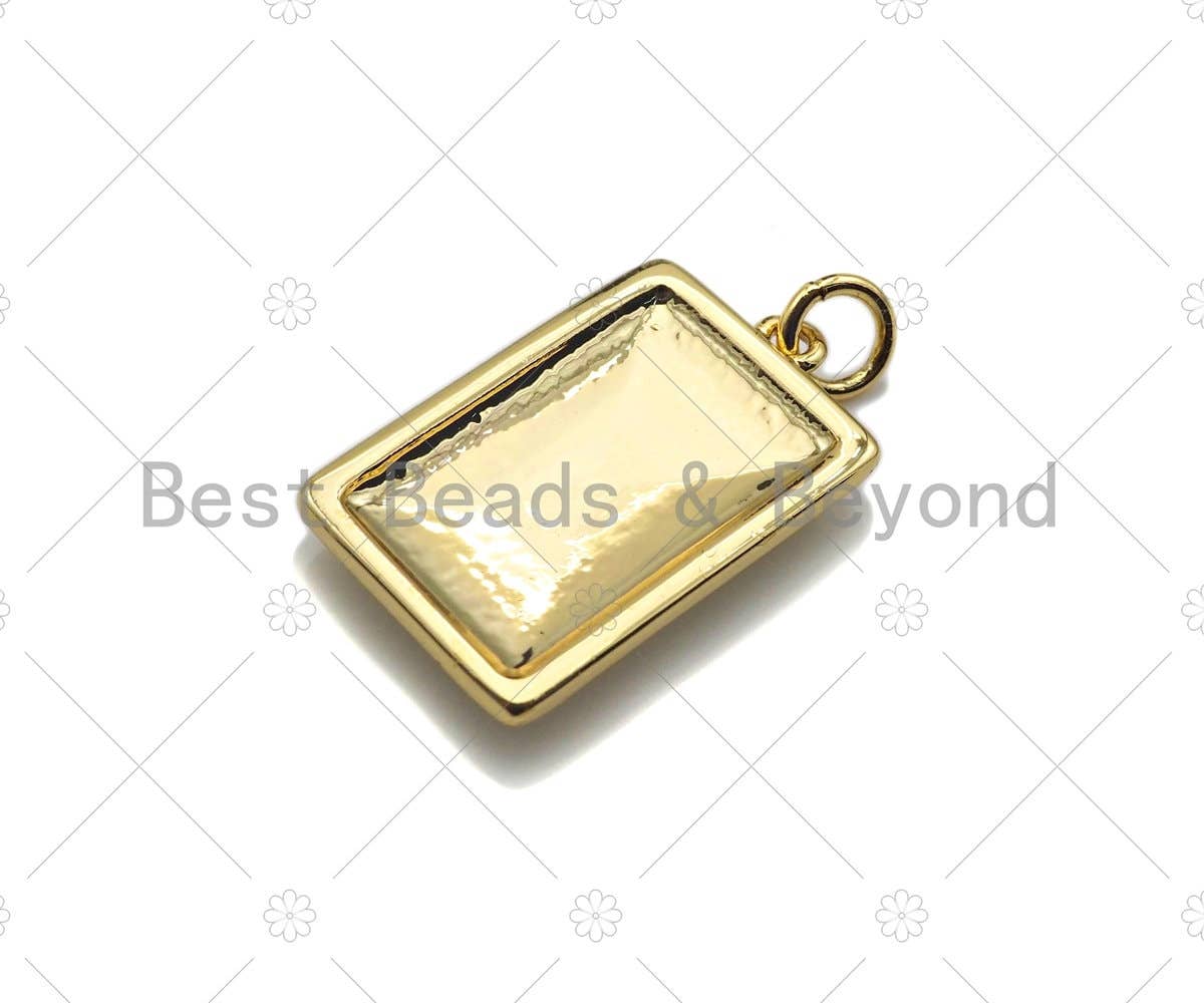 Gold Initial Letter Charm, 18k Real Gold Plated Alphabet Pendant Charm,  Alphabet Letter Rectangle Charm, Initial Charm,13x18mm,sku#F1331