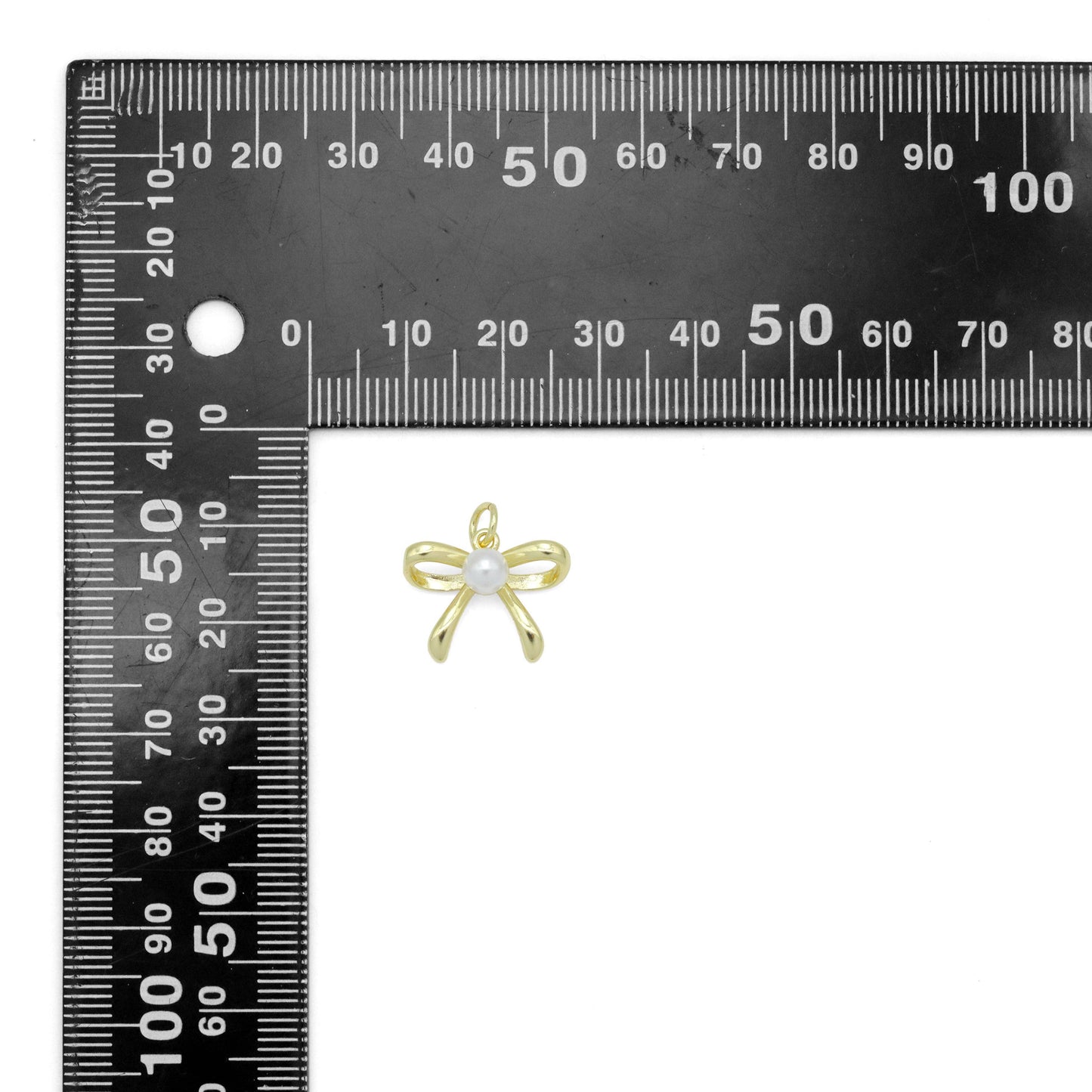 Gold Silver White Pearl Bowknot Charm Pendant, Sku#LK963