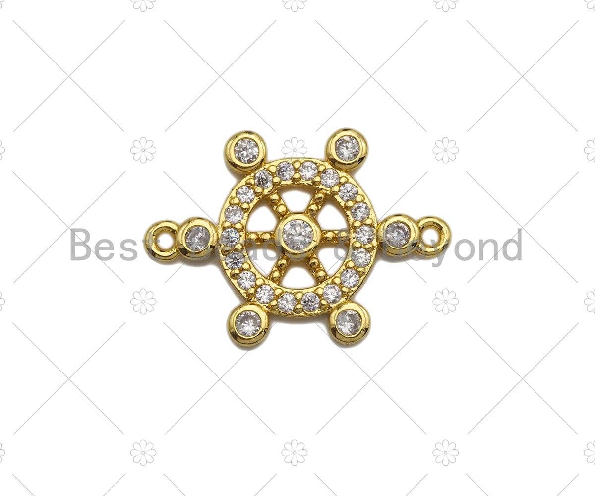 Ship Steering Wheel Shape Connector, Ship's Wheel Pendant,  Steering Wheel Pendant, Sailor's Amulet,  Sailor's Jewelry ,17x23 mm, Sku#LK88
