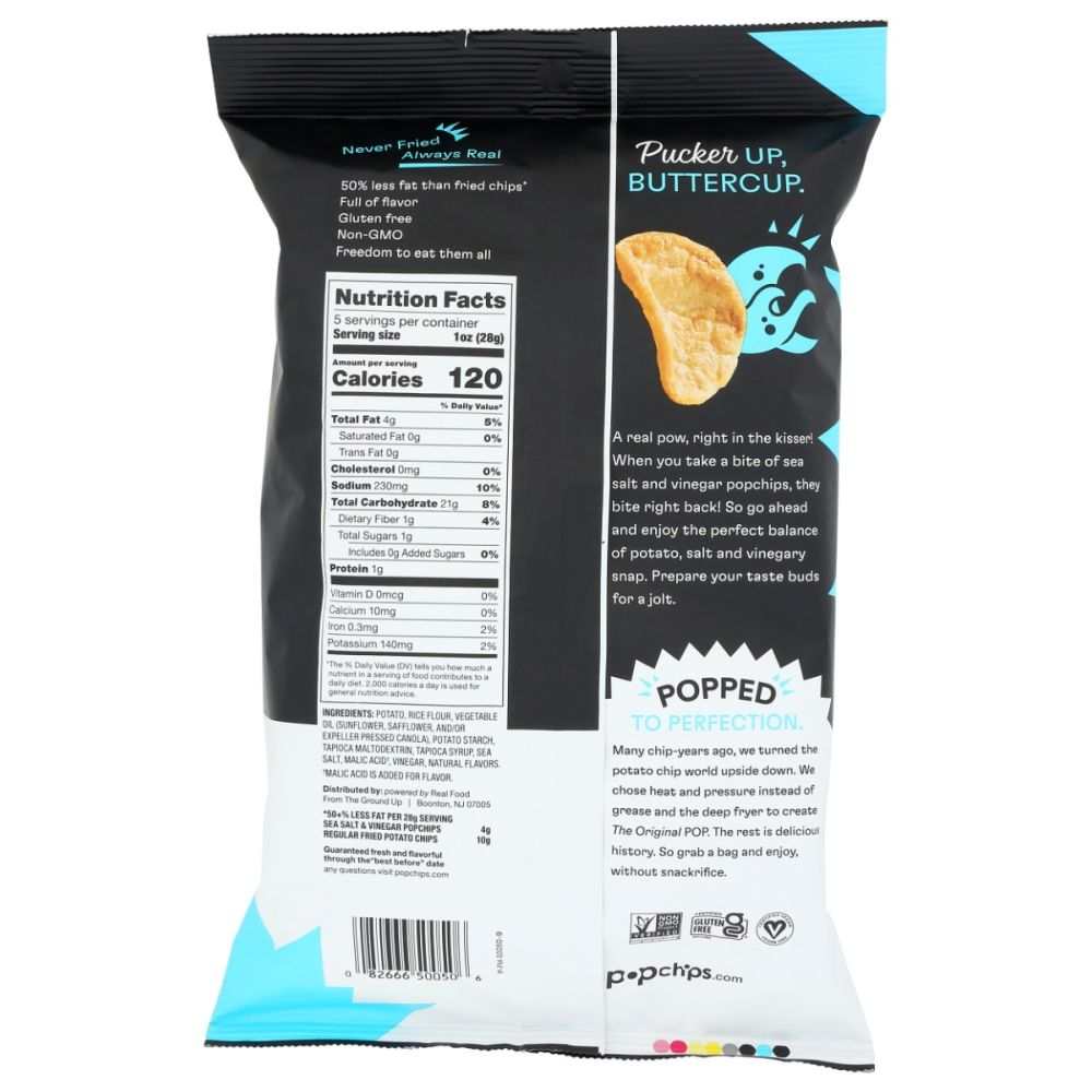 POPCHIPS: Chip Sea Salt & Vinegar - Crunchy, Zesty & Tasty Snacks 5oz