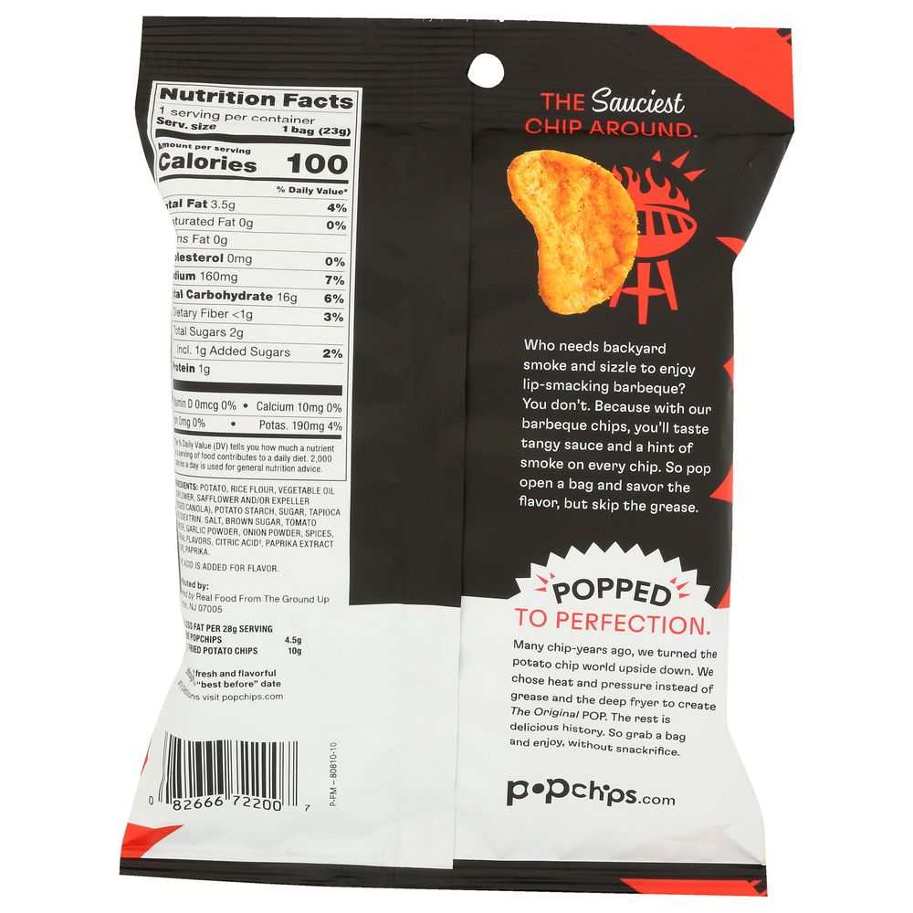 POPCHIPS: Barbeque Potato Popped Chip Snack -Rich, Smoky Flavor| 50-70