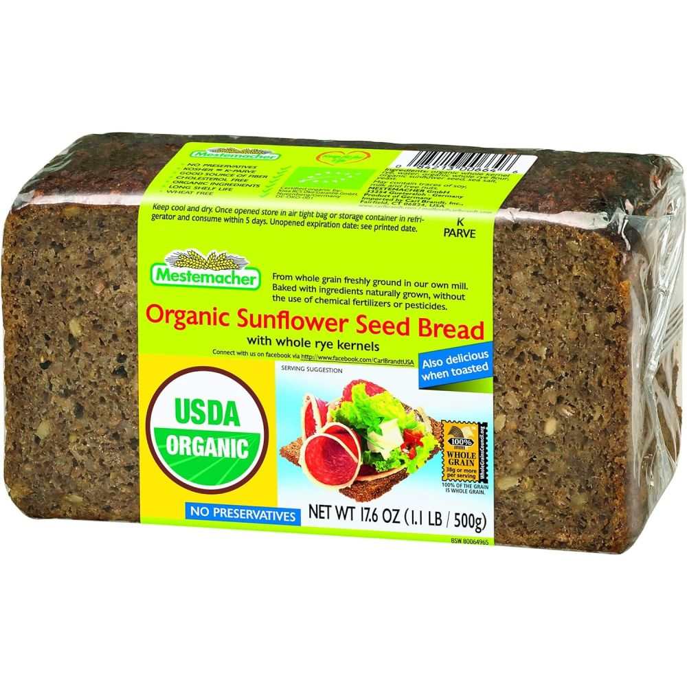 MESTEMACHER: Natural Sunflower Seed Bread with Whole Rye Kernels, 17.6 oz