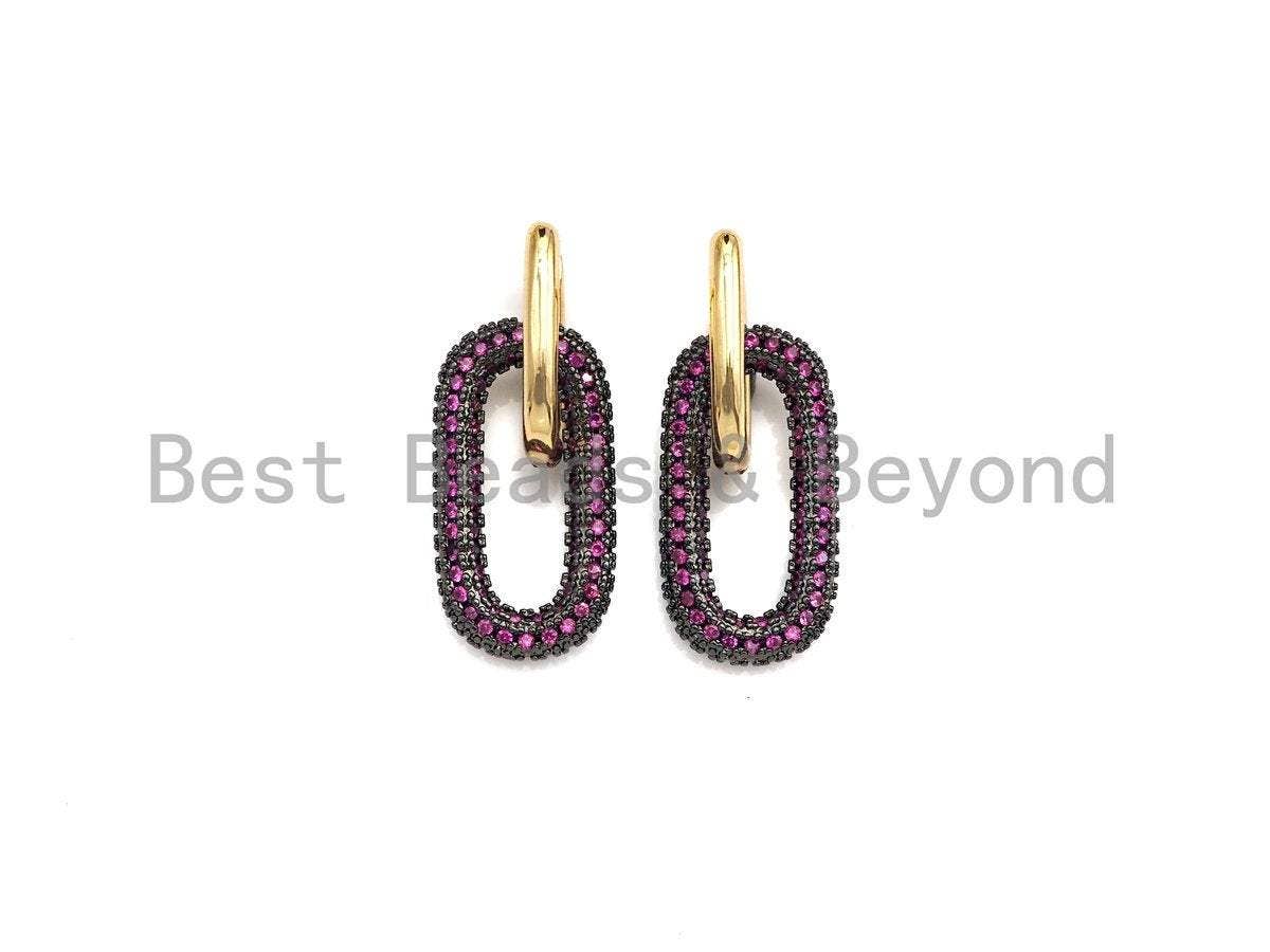 CZ Huggies Dangle Chunky Oval Earring, Sku#J252