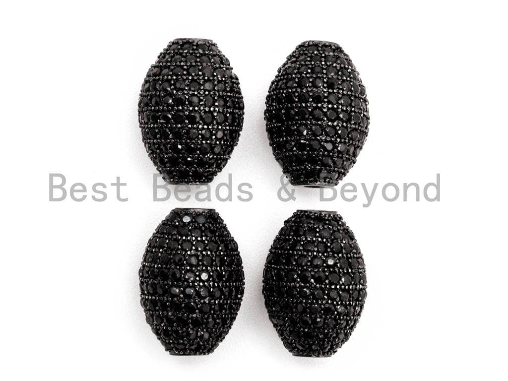 Black CZ Pave On Black Micro Pave Oval Spacer Beads Crystal for Bracelet/Necklace, Cubic Zirconia Beads, 16x12mm, sku#G328