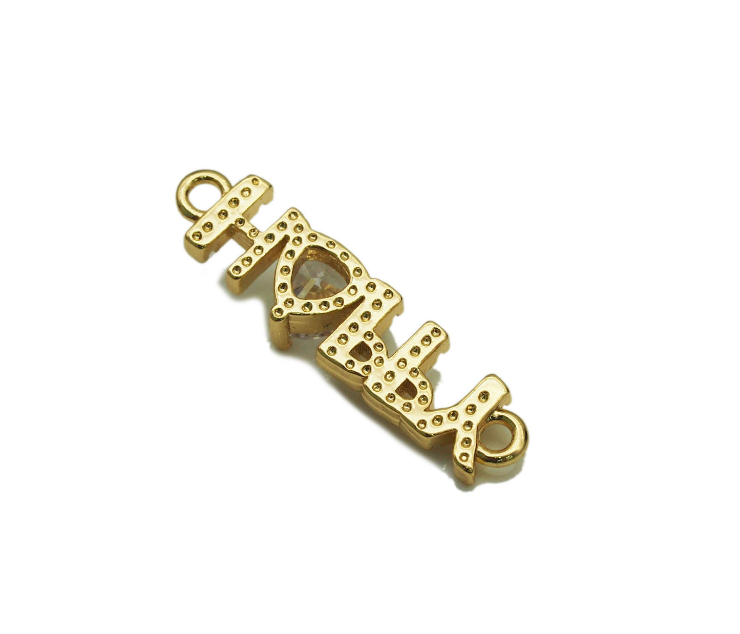 CZ Happy Word Shape Connector, Sku#LK601