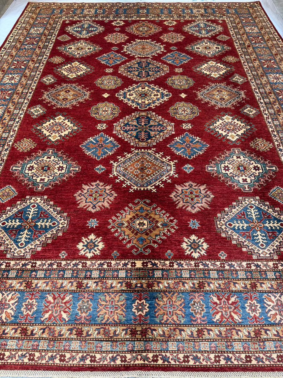 Hand-Knotted Vegetable Dye Kazak Rug from Pakistan,  10' 4" x 13' 5"