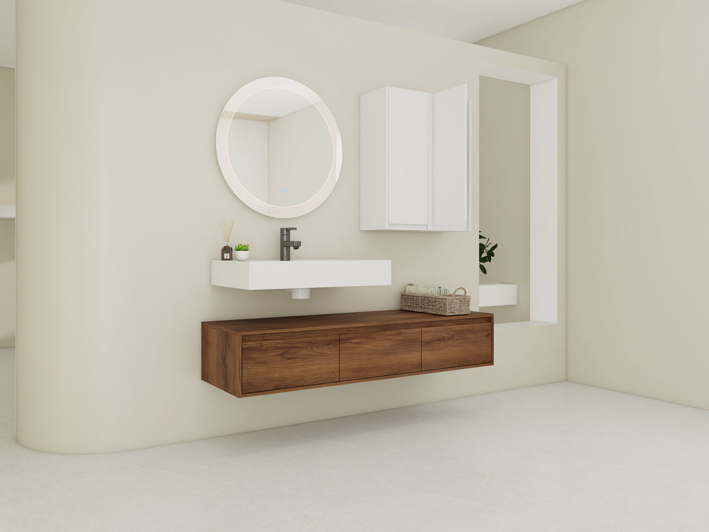 60 Inch Wall-Mounted Bathroom Vanity